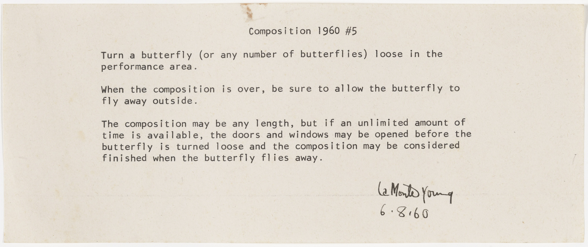 La Monte Young. Composition 1960 #5. 1960