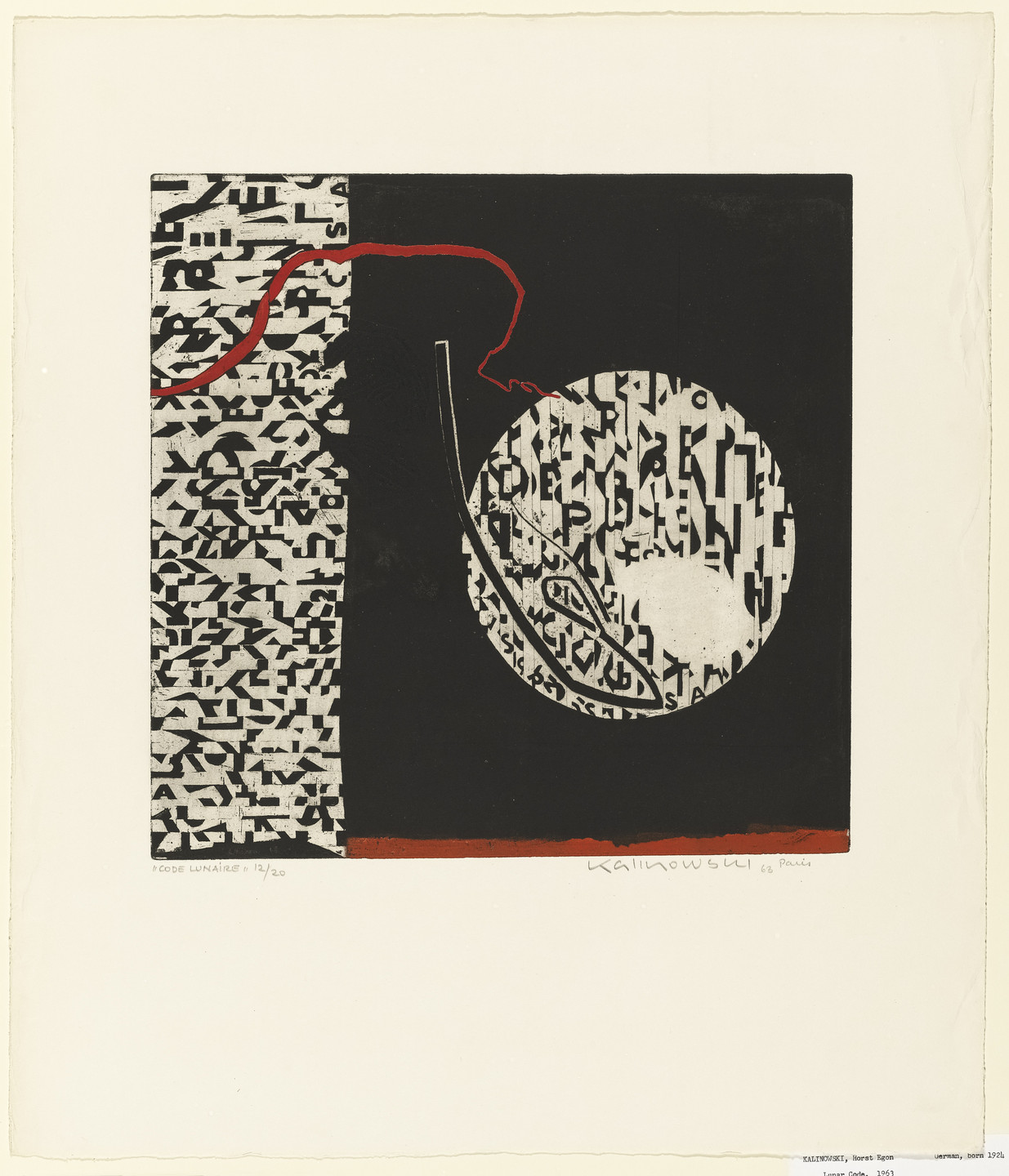 Horst-Egon Kalinowski. Lunar Code (Code Lunaire). 1963