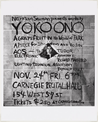 George Maciunas. Poster for Works by Yoko Ono, Carnegie Recital