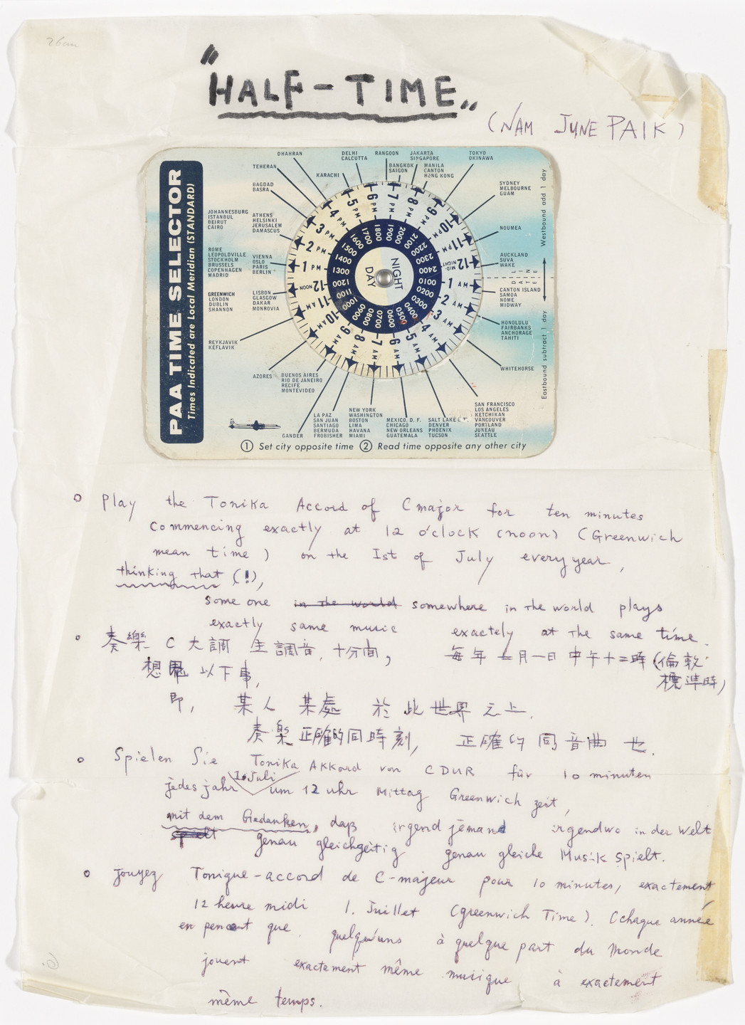 Nam June Paik. Half-Time. 1962
