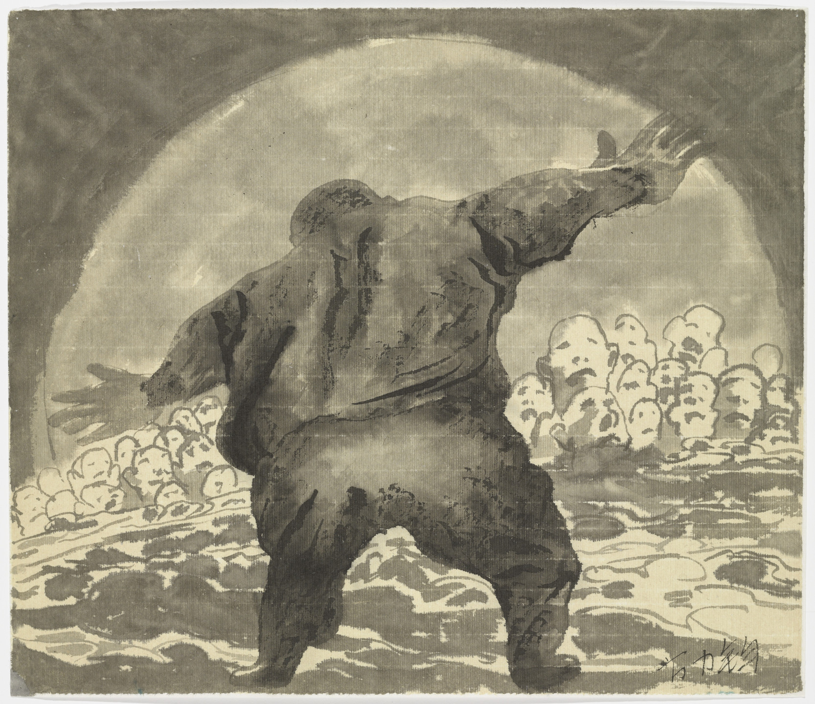 Fang Lijun. Ink-and-Wash Painting No. 25. (2004)