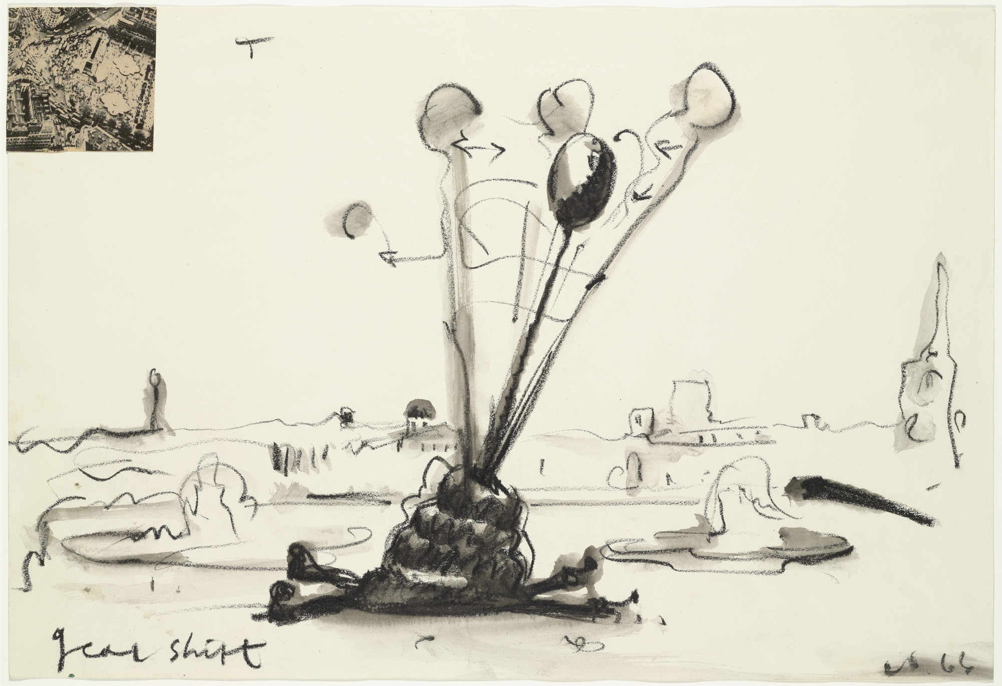 Claes Oldenburg. Proposed Colossal Monument to Replace Nelson Column in Trafalgar Square--Gearshift in Motion