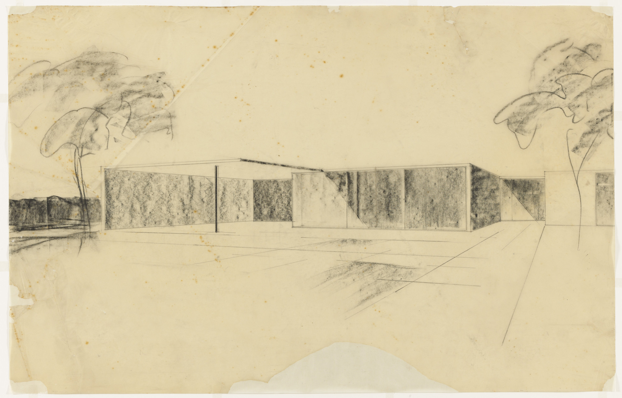 Ludwig Mies van der Rohe. Exhibition House, German Building Exhibition, Berlin, Germany (Perspective sketch). 1930-31