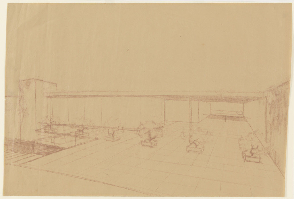 Tugendhat House, Brno, Czech Republic, Perspective sketch