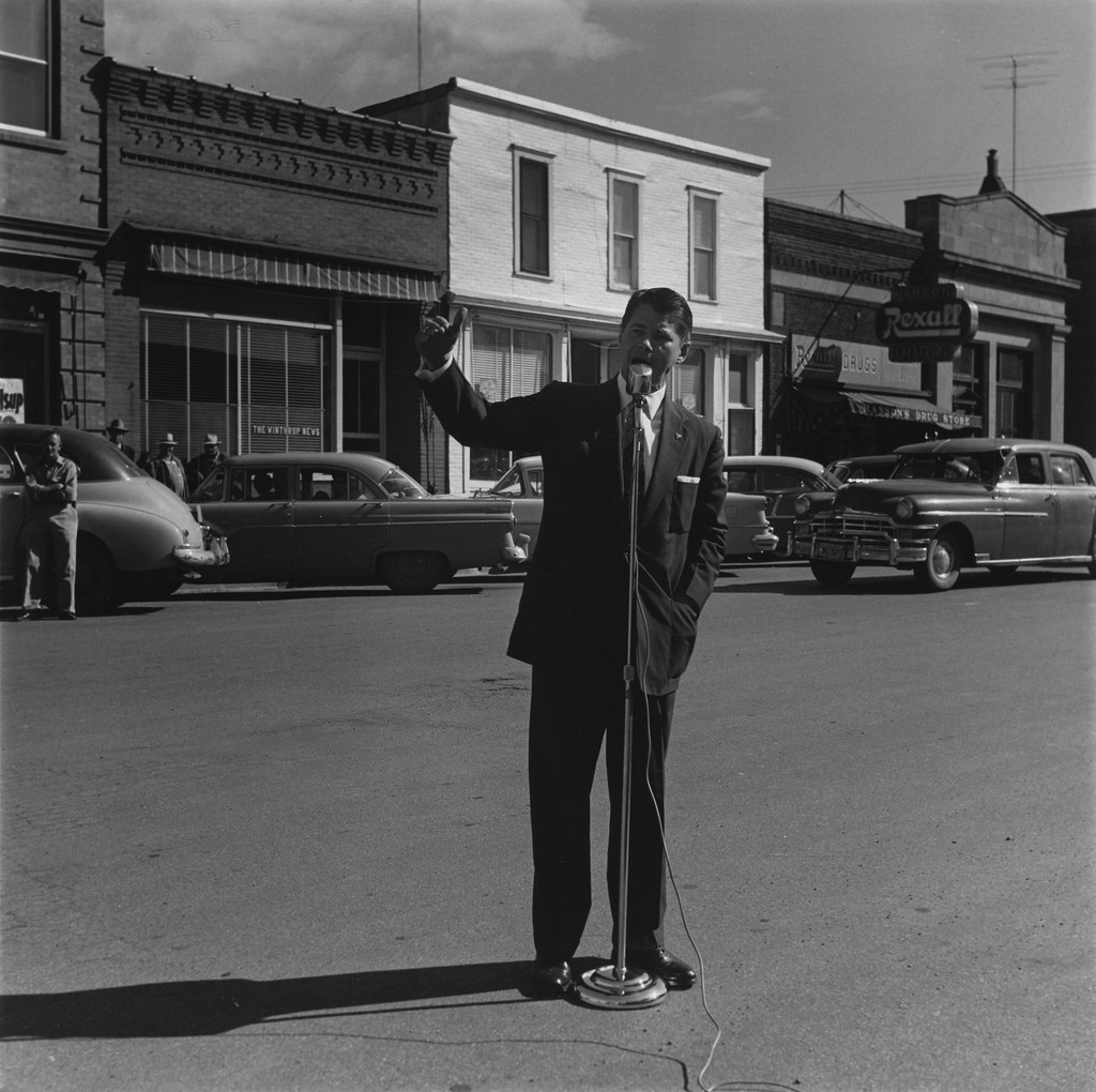 Orville Freeman Campaigning, Winthrop, Minnesota