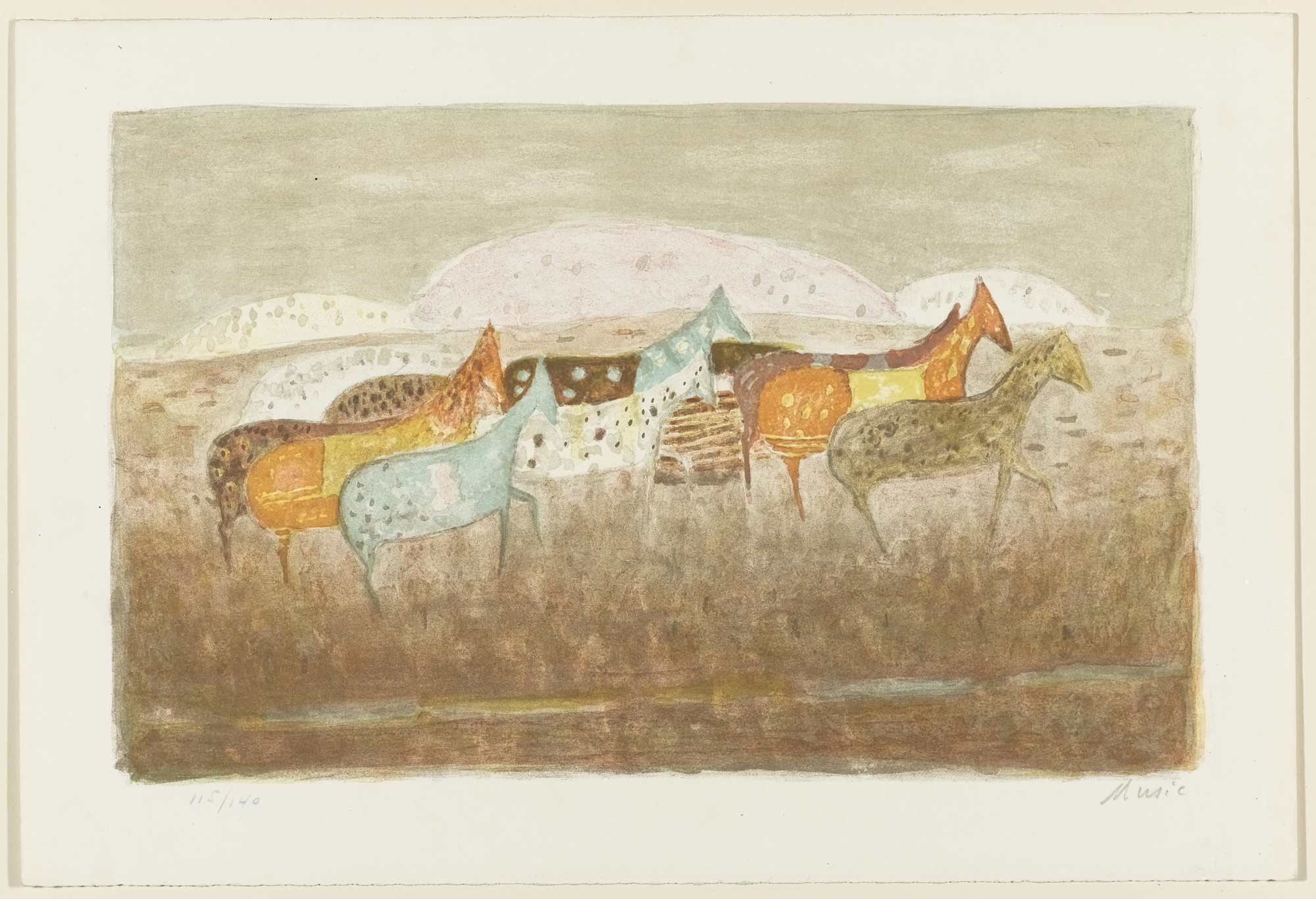 Zoran Mušič. Horses Passing By (Cavalli che passano). 1949