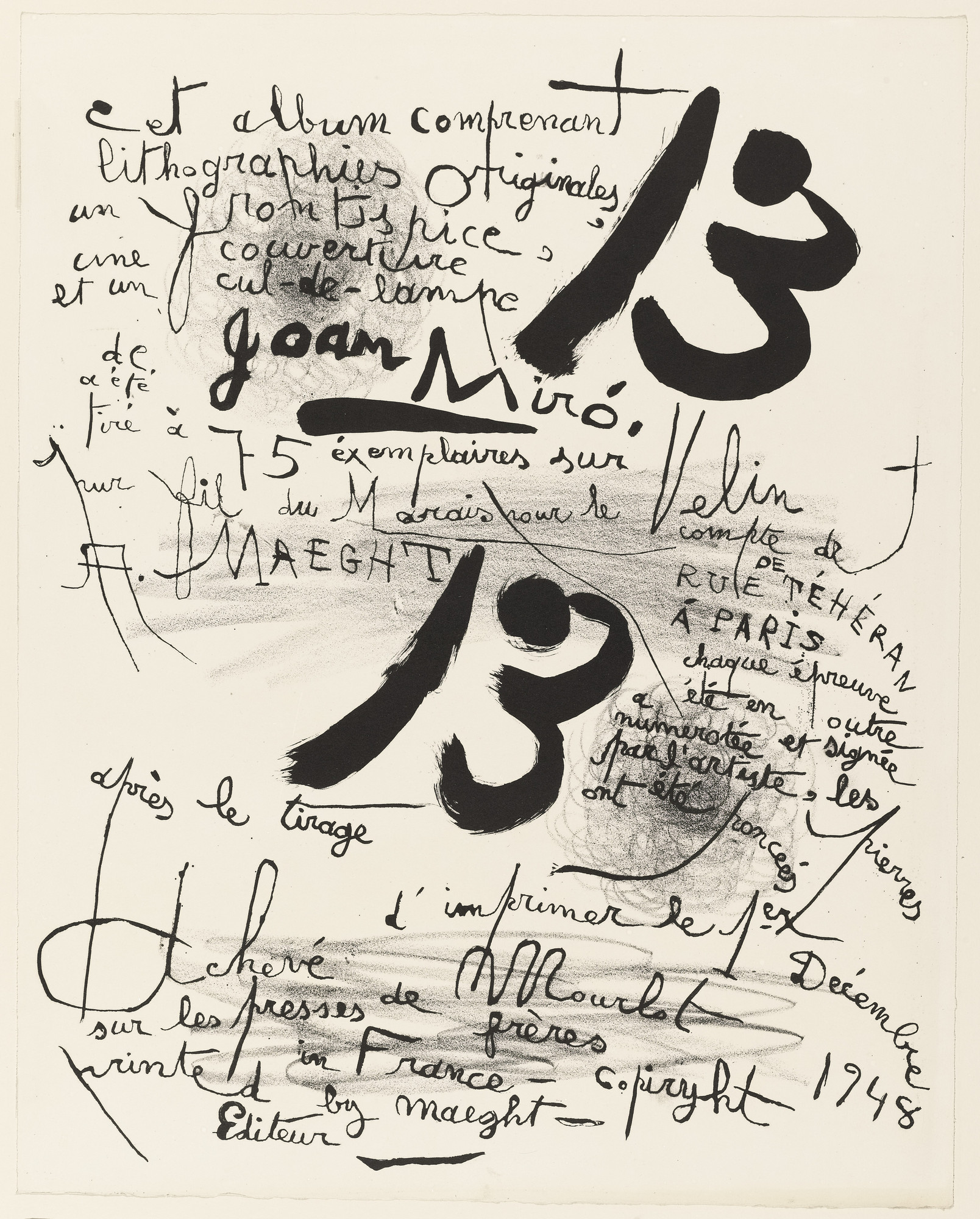 Joan Miró. Colophon page from Album 13
