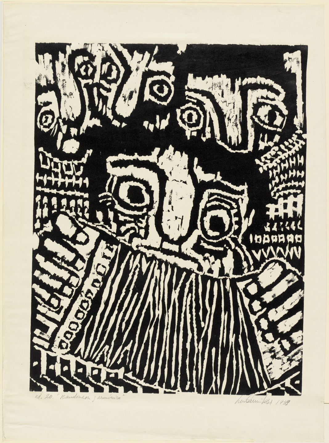 Luis Camnitzer. Accordionist and Harmonica Players. 1958