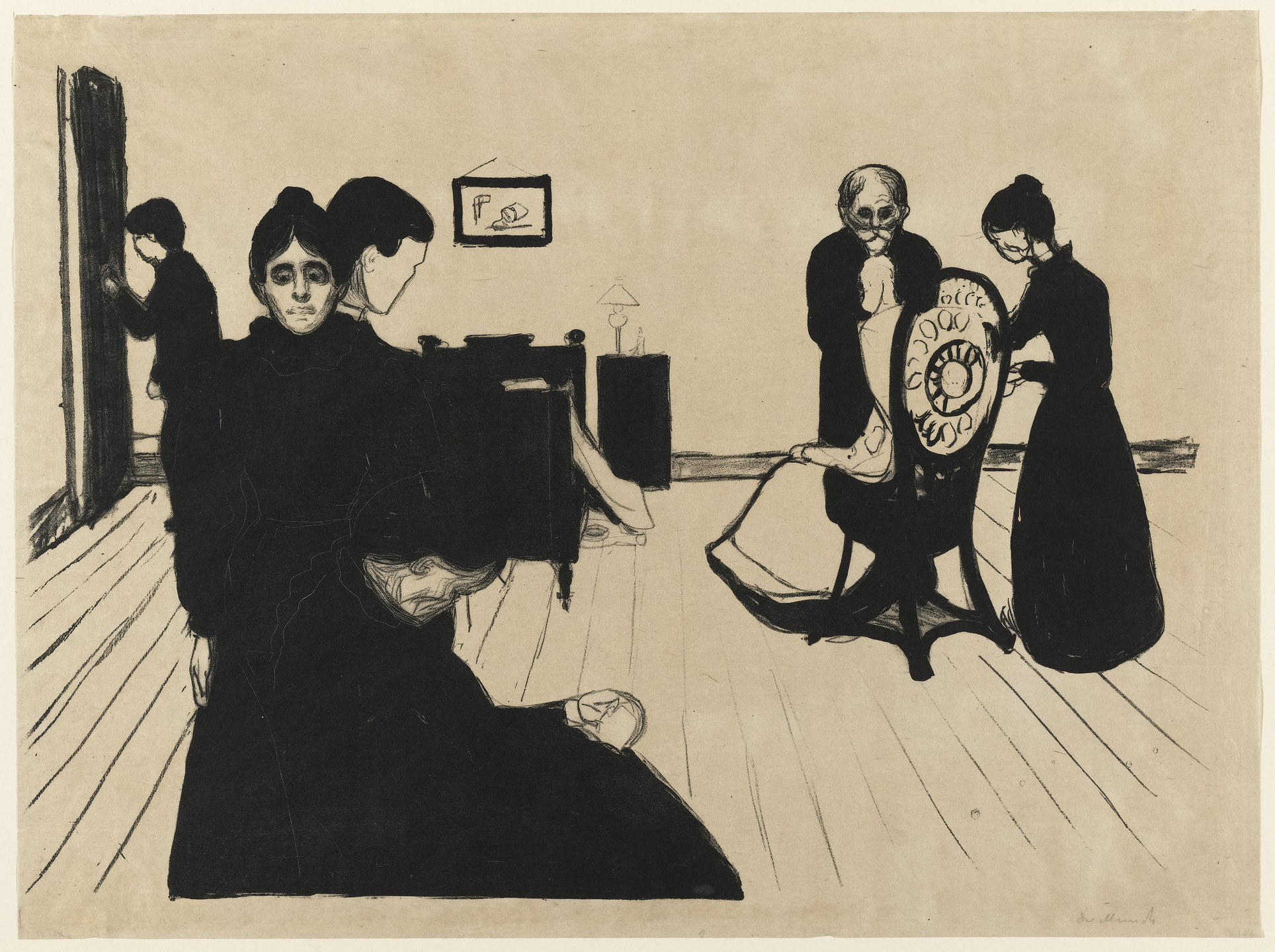 Death in the Sick-Room by Edvard Munch Reproduction For Sale