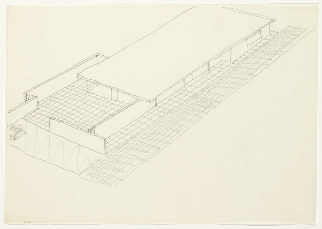 Exhibition House, German Building Exhibition, Berlin, Germany, Exterior perspective sketch