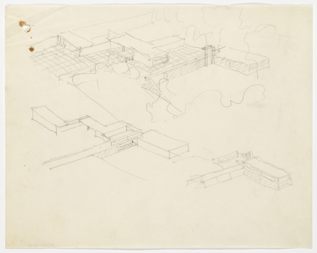 Gericke House, Project, Berlin-Wannsee, Three preliminary perspective sketches