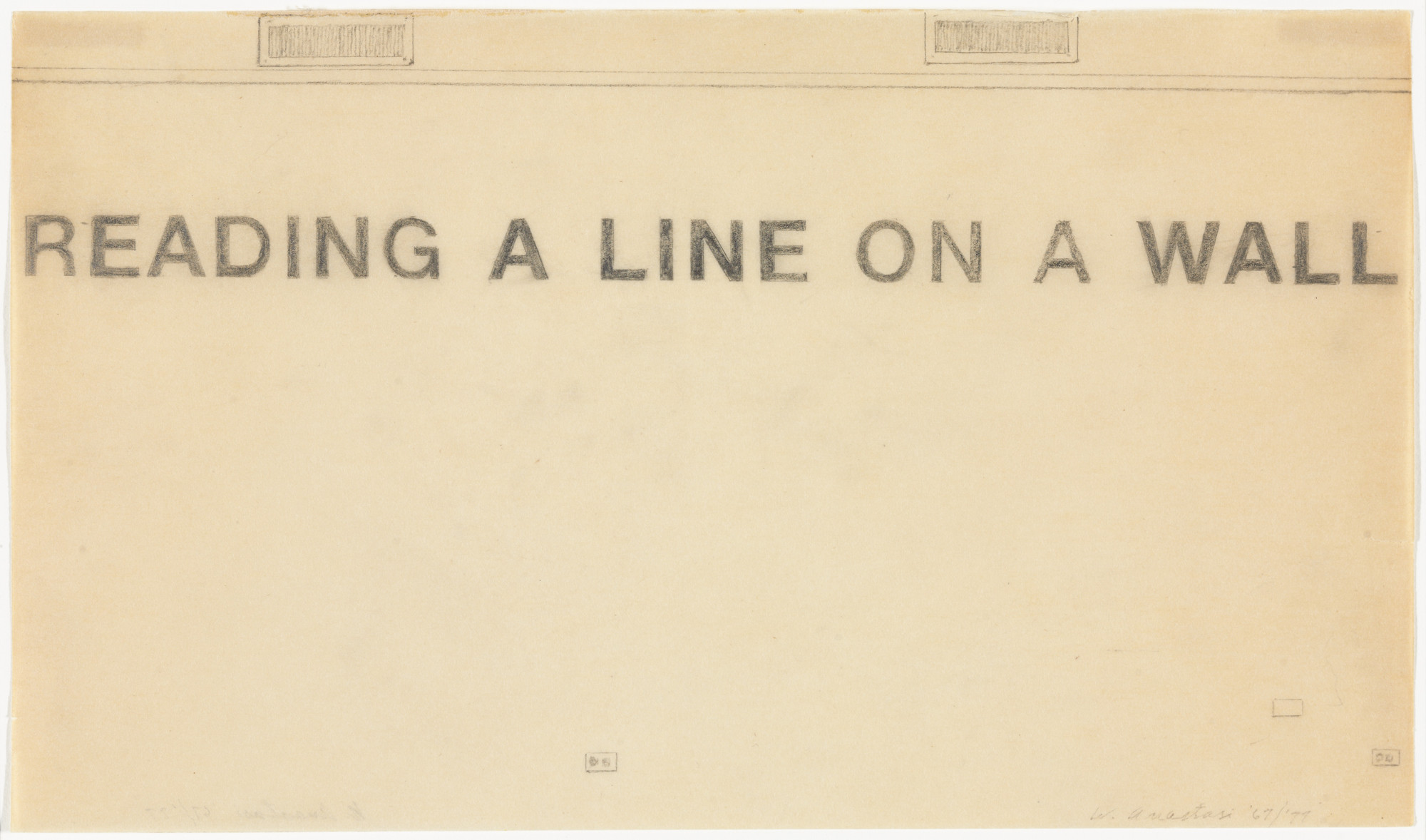 William Anastasi. Untitled (READING A LINE ON A WALL). 1967/1977
