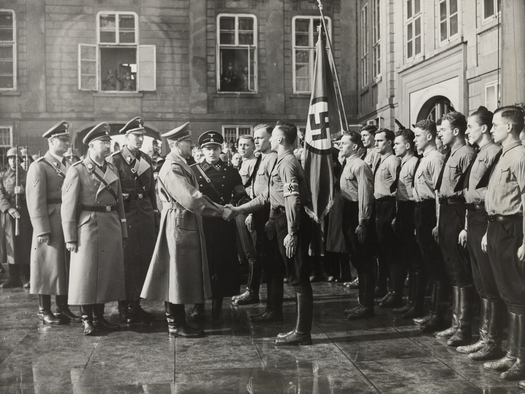 Adolf Hitler Greets German Student Group in Prague