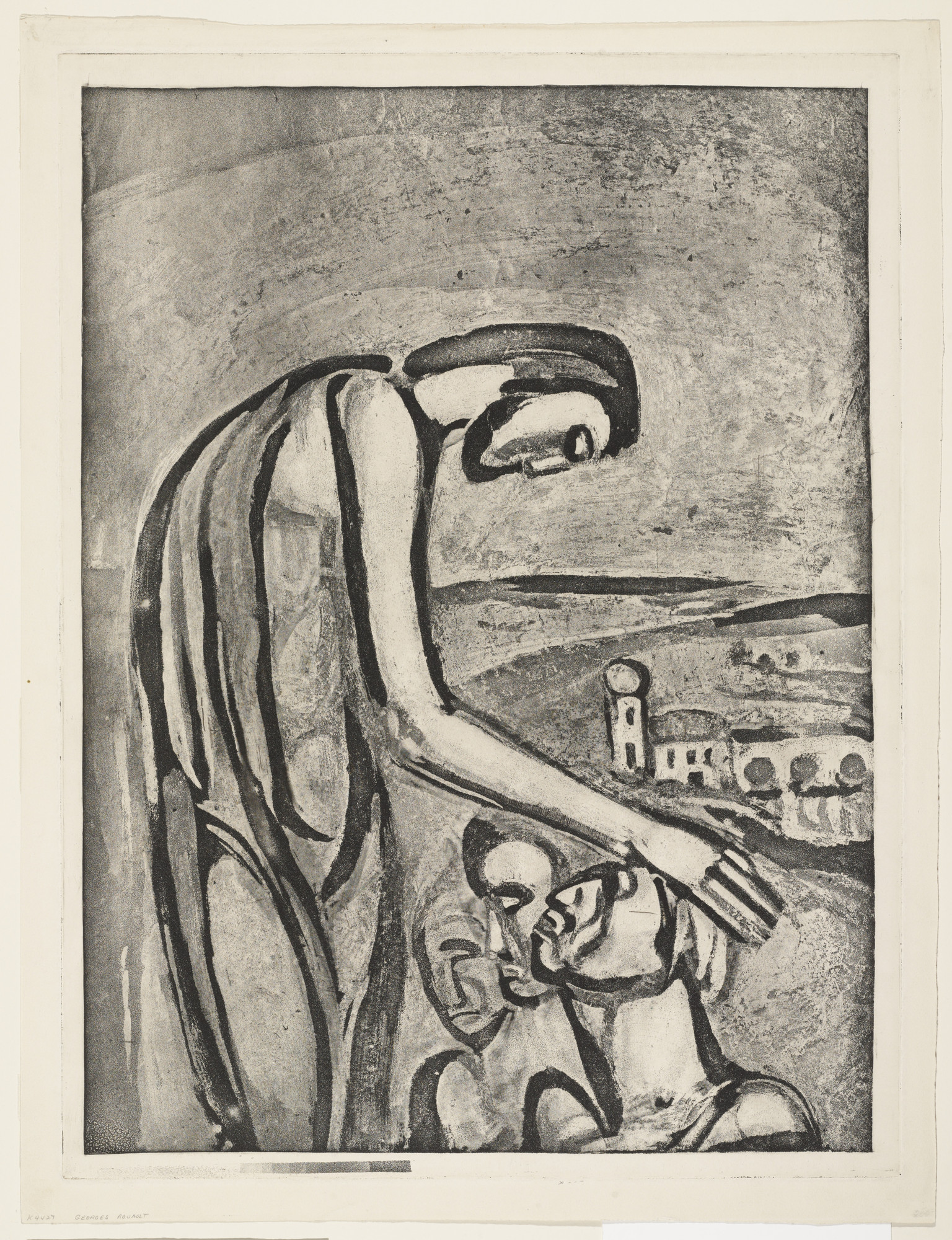 Georges Rouault. Trial proof for Christ Laying On His Hands , rejected plate from Miserere