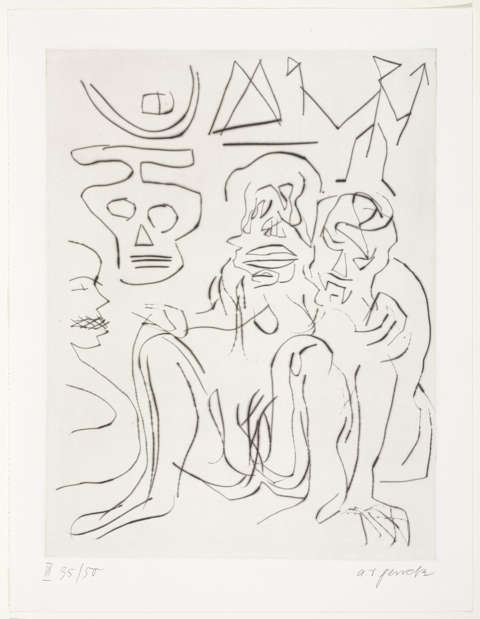 A.R. Penck (Ralf Winkler). Vampire and Zombie from the portfolio First Concentration III (Erste Konzentration III)