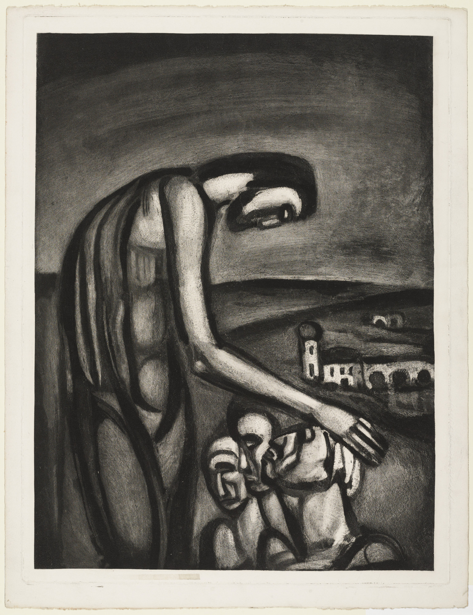 Georges Rouault. Trial proof for Christ Laying On His Hands , rejected plate from Miserere