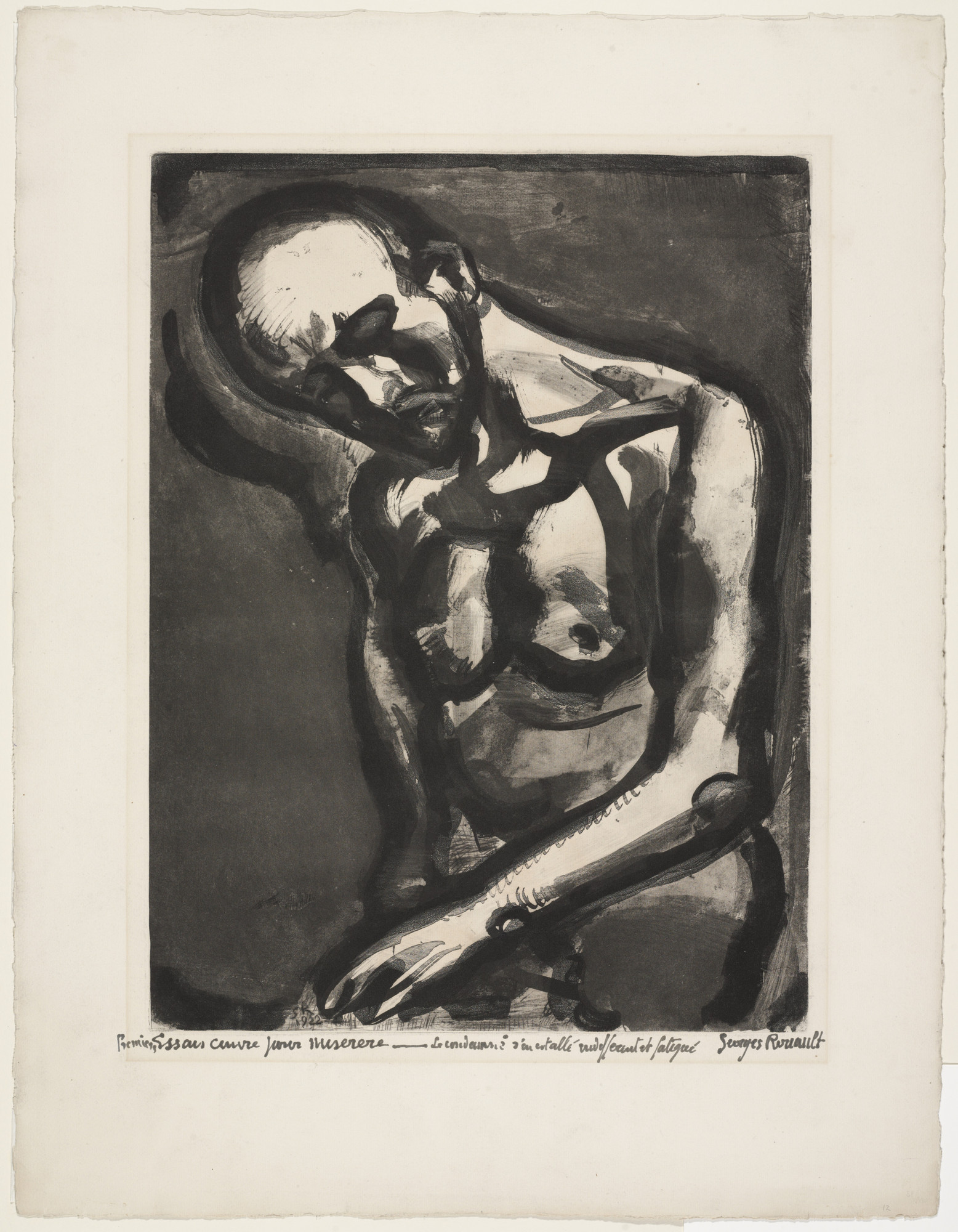 Georges Rouault. Trial proof for It is Hard to Live... , plate XII from Miserere