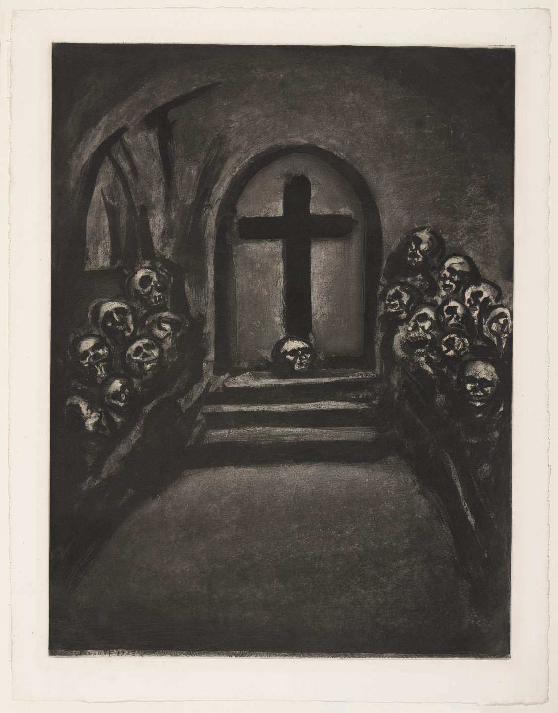 Georges Rouault. &#34;He That Believeth in Me, Though He Were Dead, Yet Shall He Live&#34; («Celui qui croit en moi fût-il mort vivra»), plate XXVIII from Miserere. 1923, published 1948