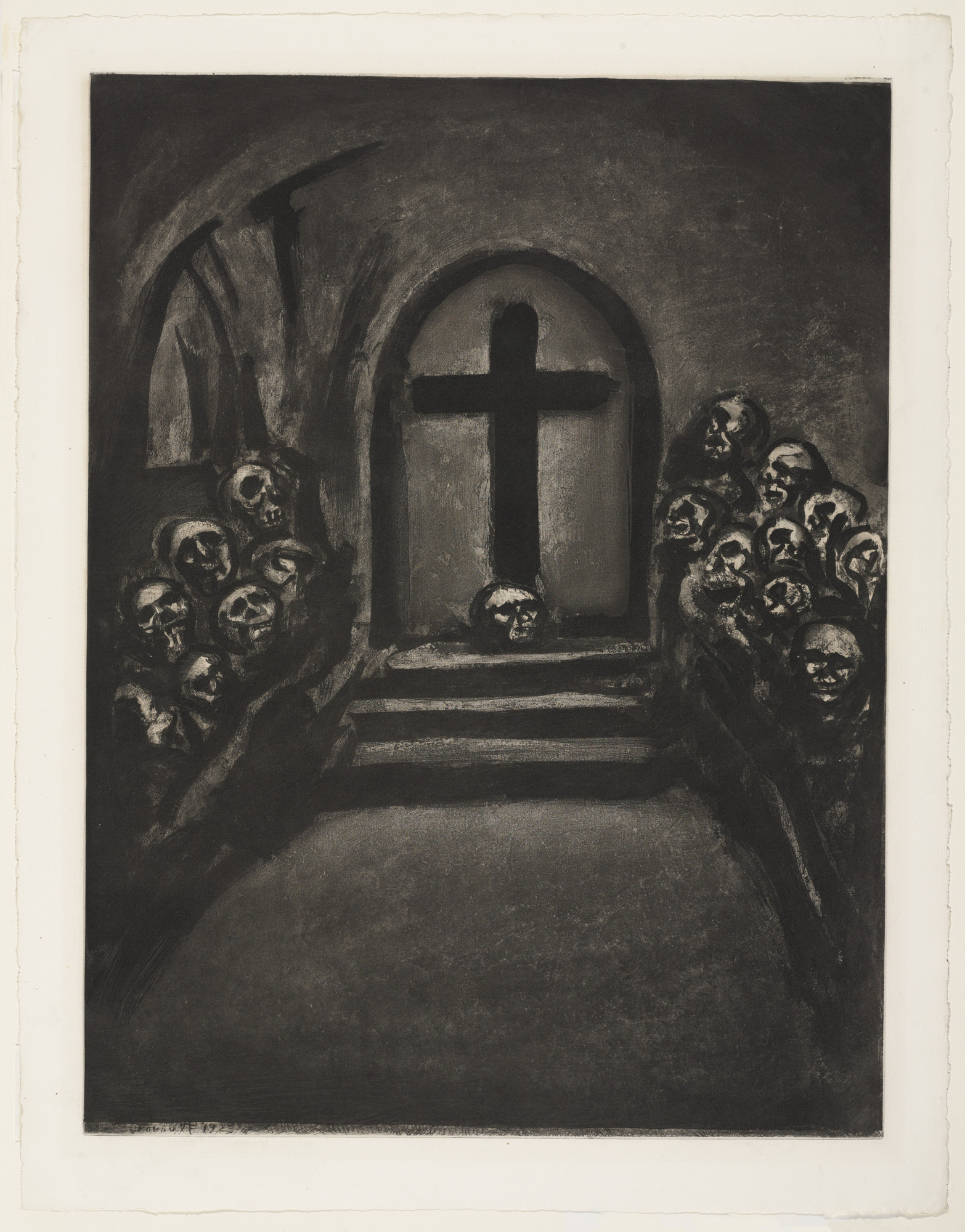 Georges Rouault. "He That Believeth in Me, Though He Were Dead, Yet Shall He Live" («Celui qui croit en moi fût-il mort vivra»), plate XXVIII from Miserere