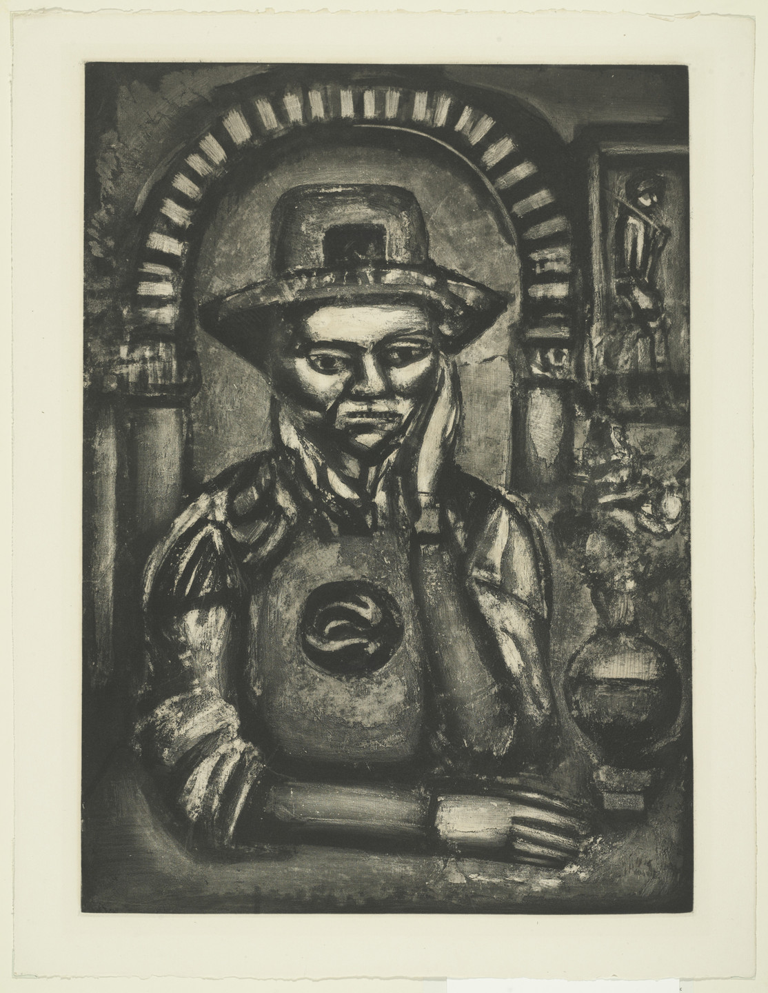 Georges Rouault. The Chinese Invented Gunpowder, They Say, and Made Us a Gift of It (Chinois inventa, dit-on, la poudre à canon, nous en fit don), plate XXXVIII from Miserere. 1926, published 1948