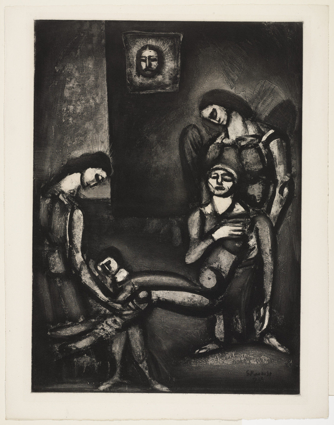 Georges Rouault. &#34;The Righteous, like Sandalwood, Perfume the Axe That Falls on Them&#34; («Le Juste comme le bois de santal parfume la hache qui le frappe»), plate XLVI from Miserere. 1926, published 1948