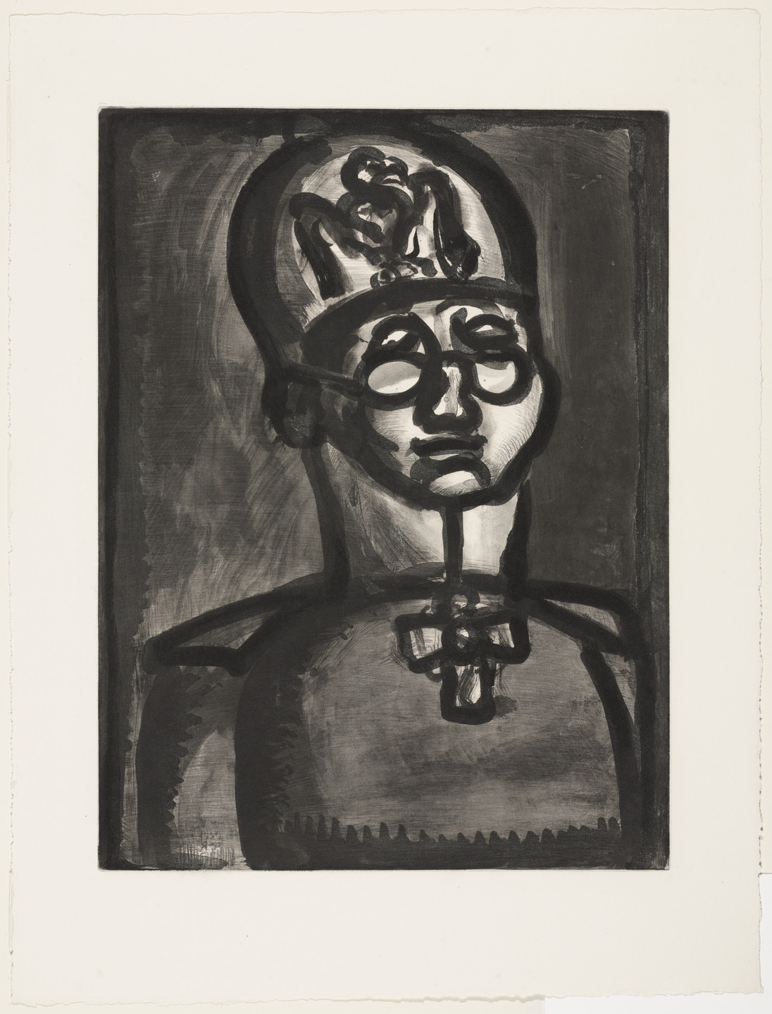 Georges Rouault. Far from the Smile of Rheims (Loin du sourire de Reims), plate LI from Miserere. 1922, published 1948