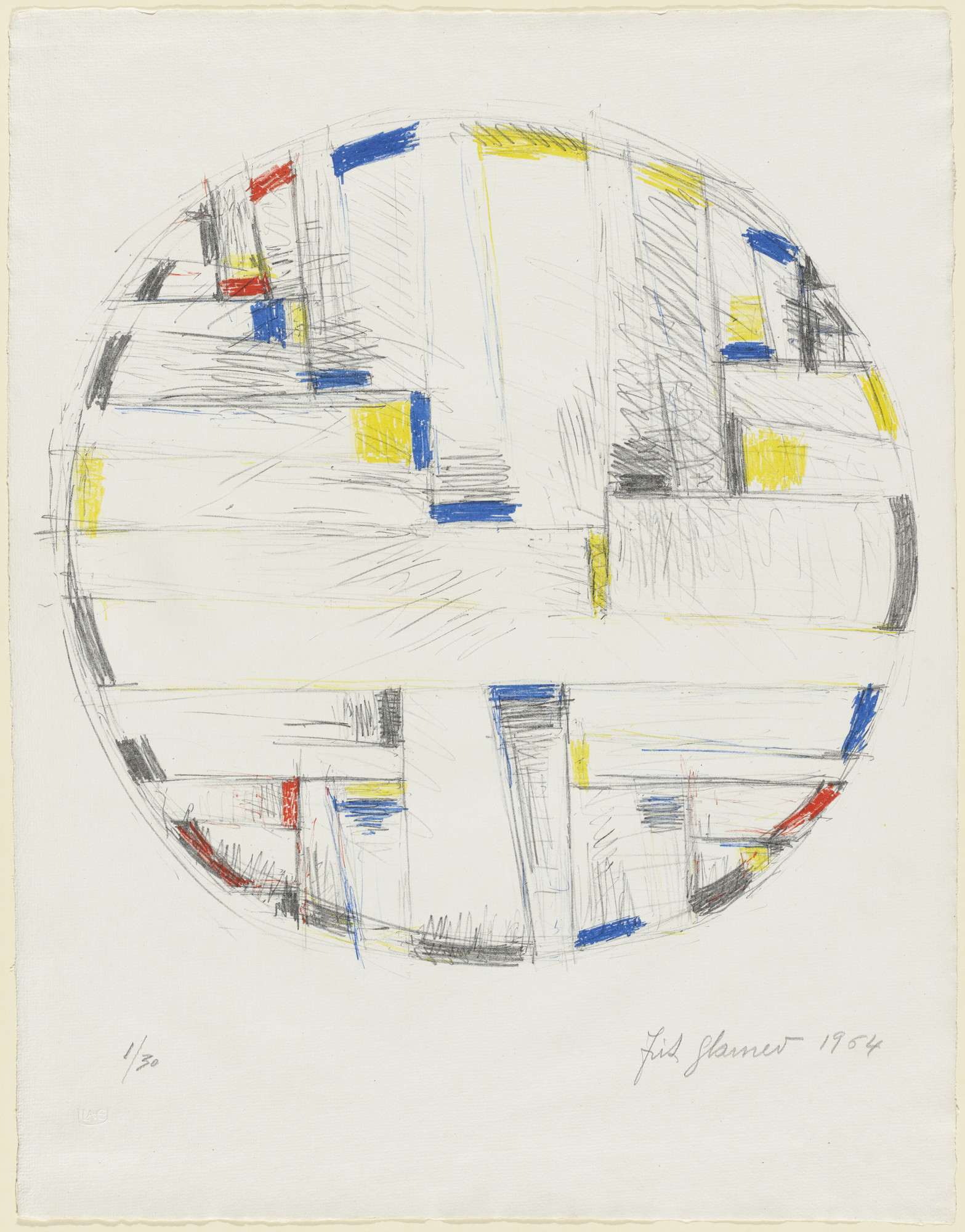 Fritz Glarner. Color Drawing for a Tondo