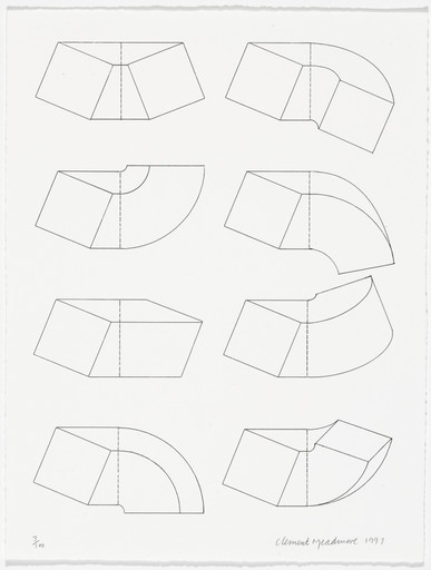 Two Identical Units Joined Eight Ways from American Abstract Artists 60th Anniversary Print Portfolio
