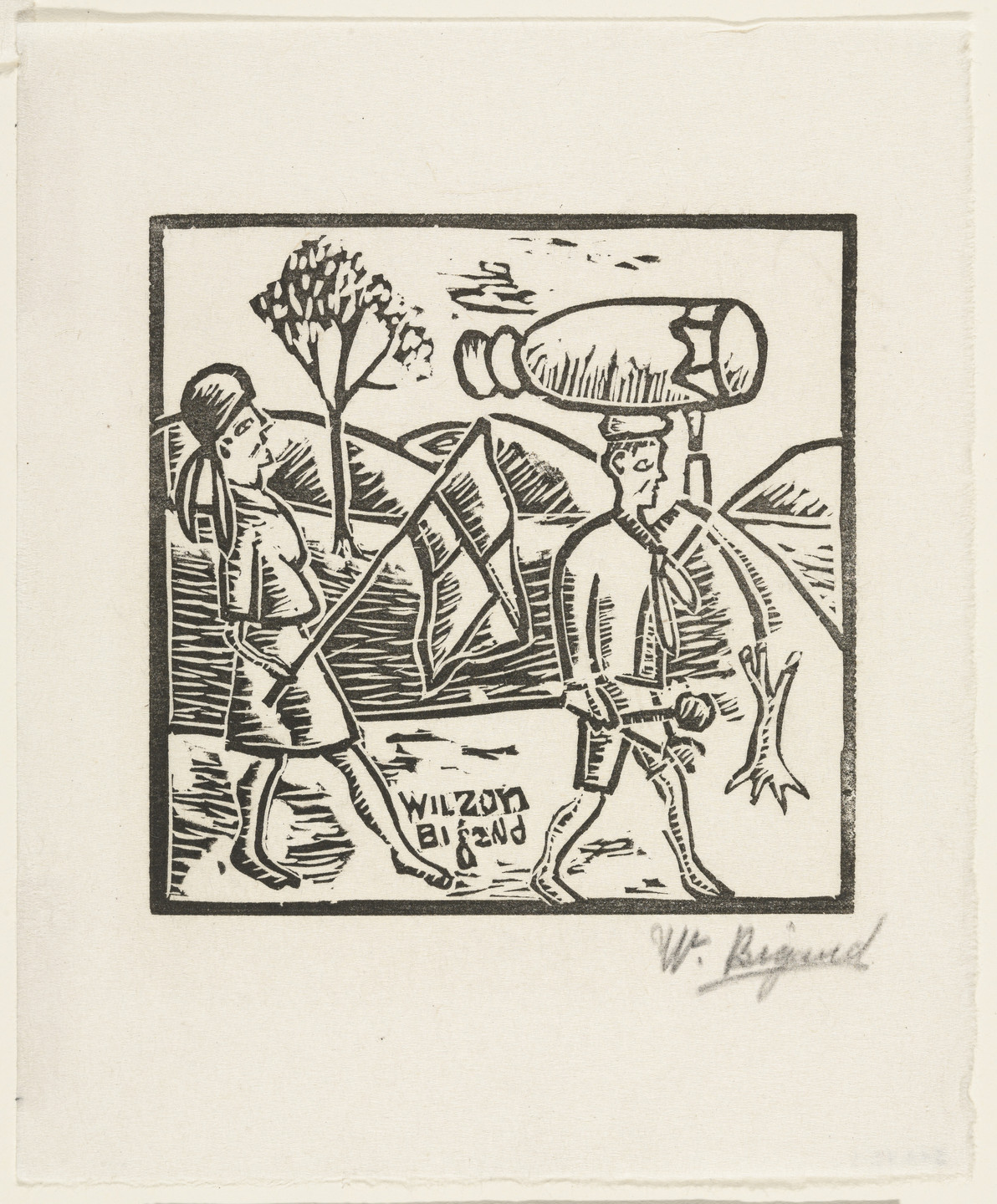 Wilson Bigaud. Untitled from 10 Original Woodcuts Signed by the Popular Painters of Haiti (10 Gravures Originales signées par les peintres populaires d&#39;Haiti). 1947