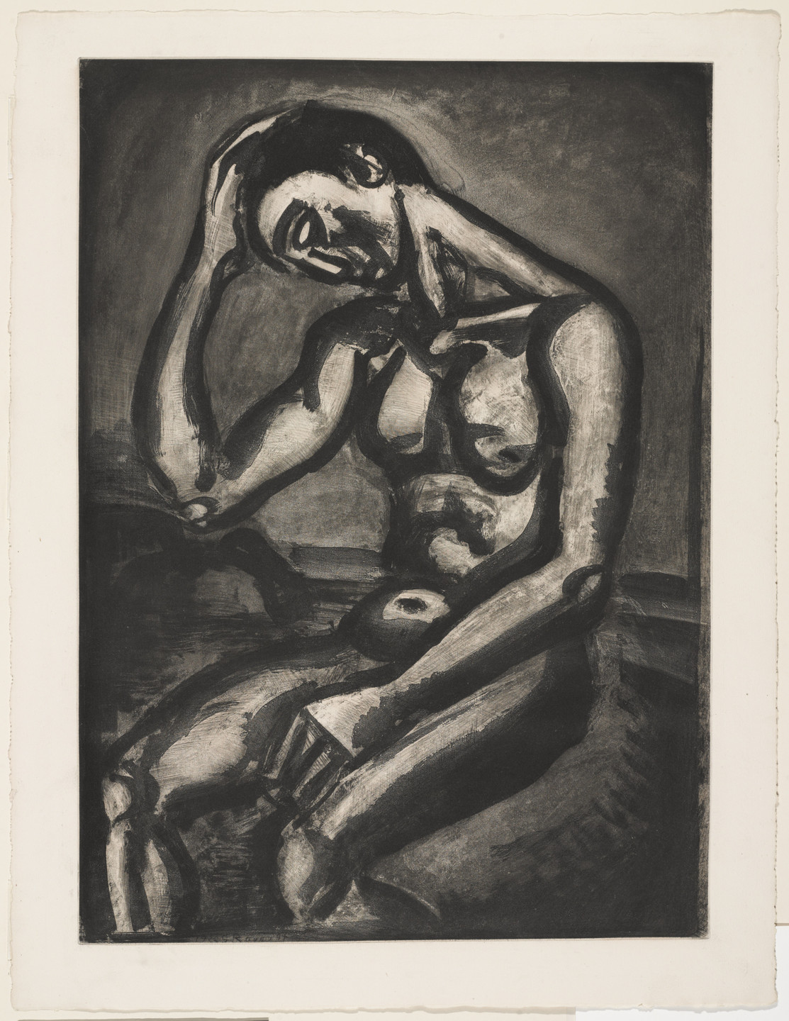 Georges Rouault. Lonely Sojourner in this Life of Pitfalls and Malice (Solitaire en cette vie d&#39;embûches et de malices), plate V from Miserere. 1922, published 1948