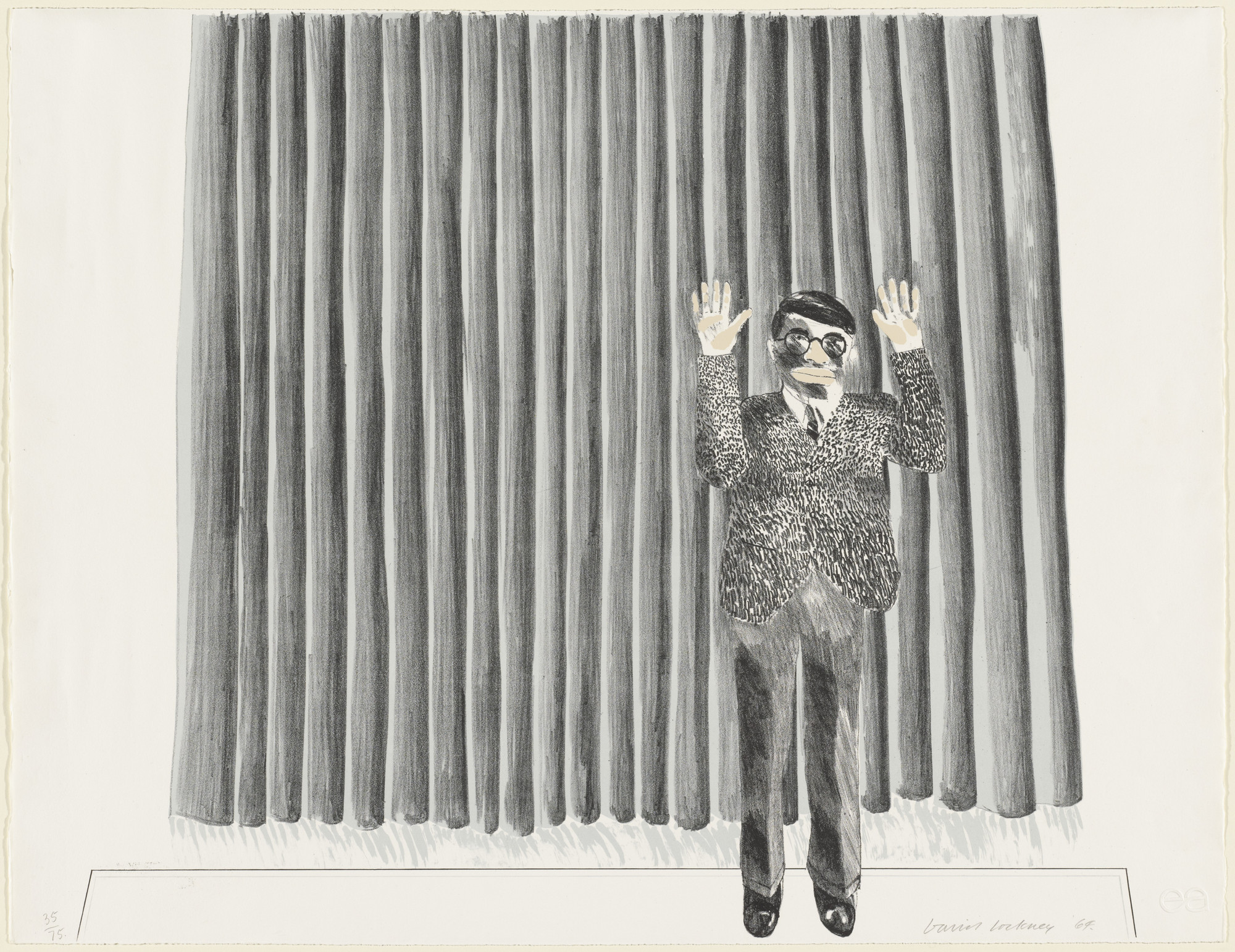 David Hockney. Portrait of Kasmin (Figure by a Curtain)