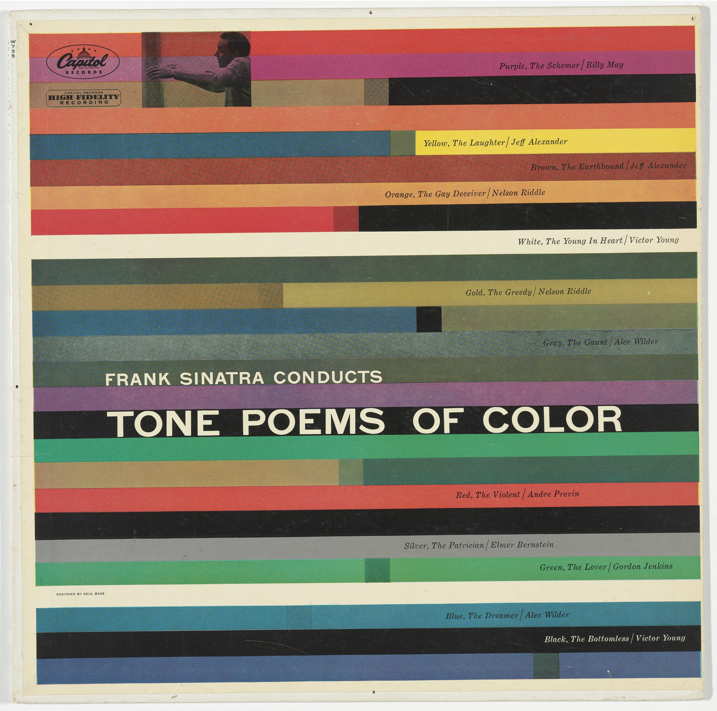 Saul Bass, Frank Sinatra, Capitol Records. Album Cover for Frank Sinatra Conducts Tone Poems of Color. 1956