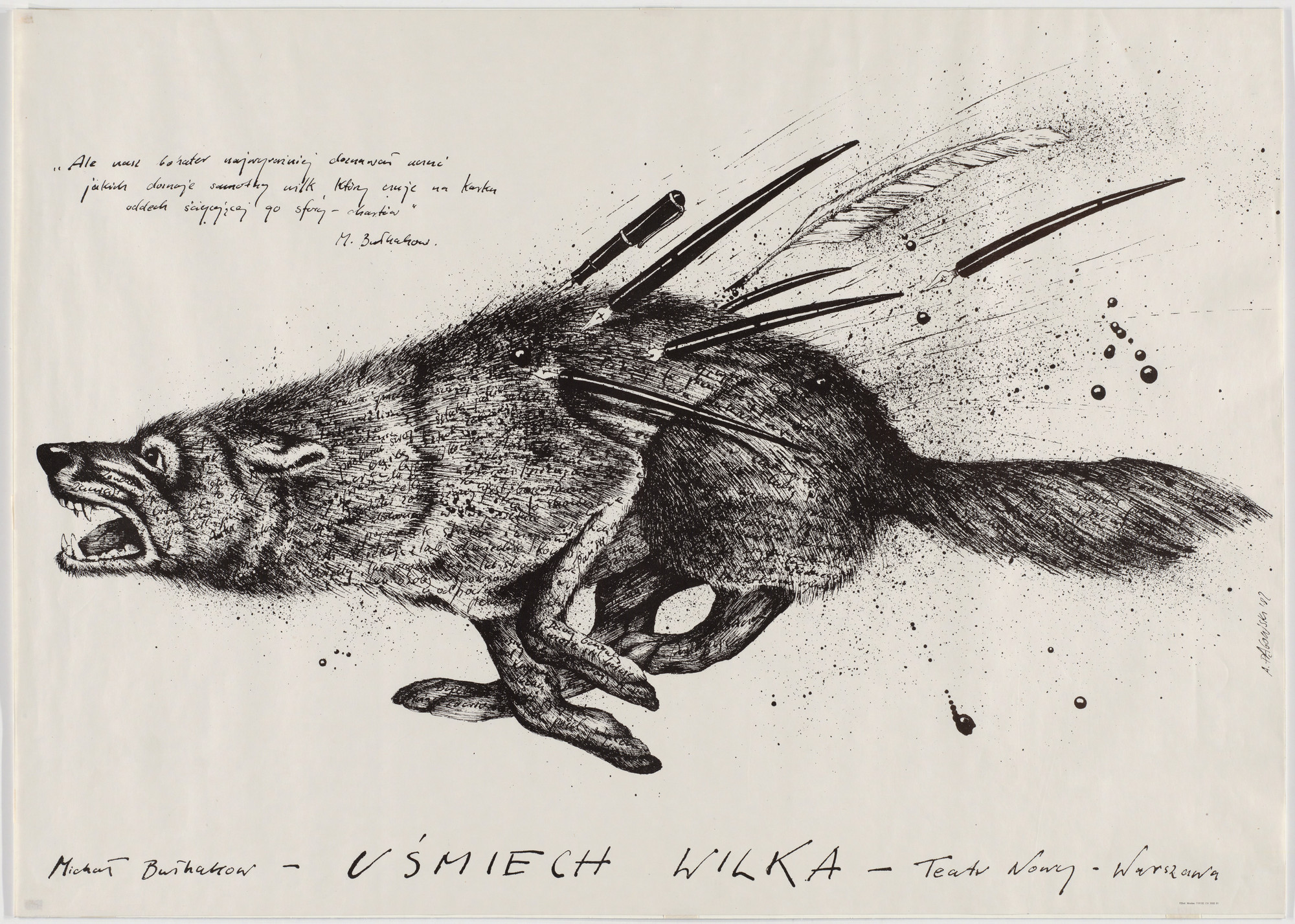 Andrzej Pagowski. Usmiech Wilka (Wolf&#39;s Smile) (Poster for a Warsaw dramatization of the story by Mikhail Bulgakov). 1982