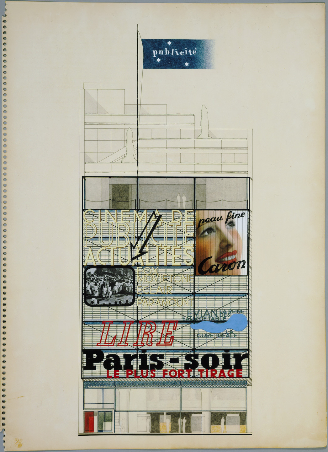Oscar Nitzchke. Maison de la Publicité Project, Paris, France (Elevation). 1934-36