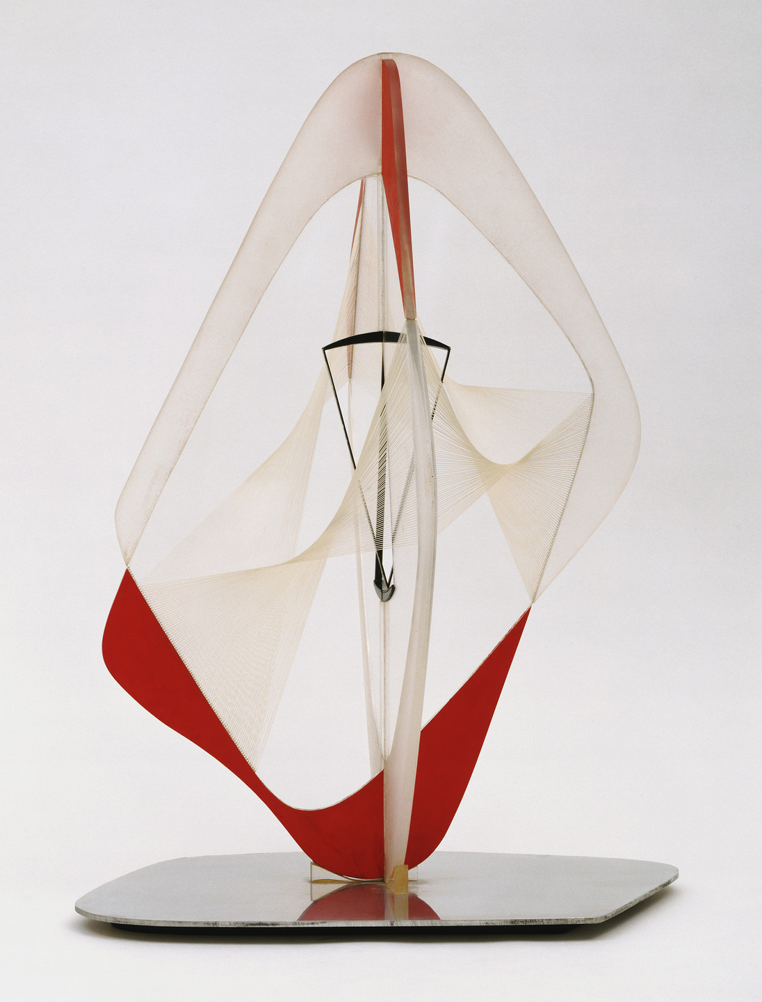Naum Gabo. Linear Construction in Space no. 3, with Red. 1952-53