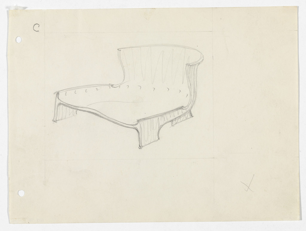 Conchoidal Chair without Arms (Perspective sketch)