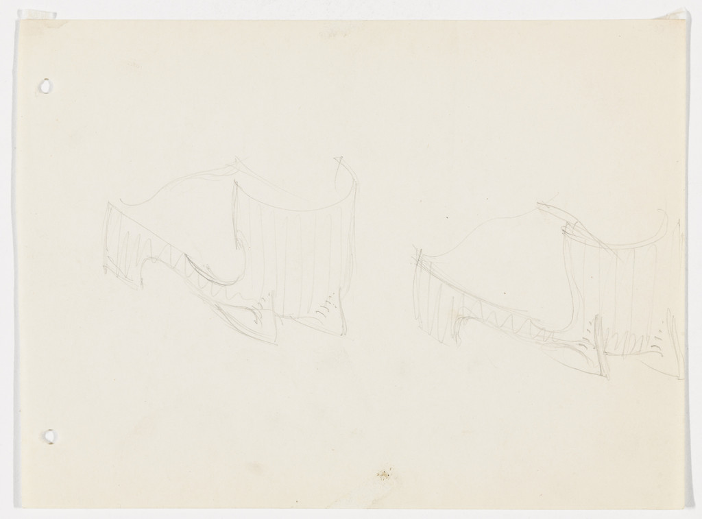 Conchoidal Chair without Arms (Perspective sketches)