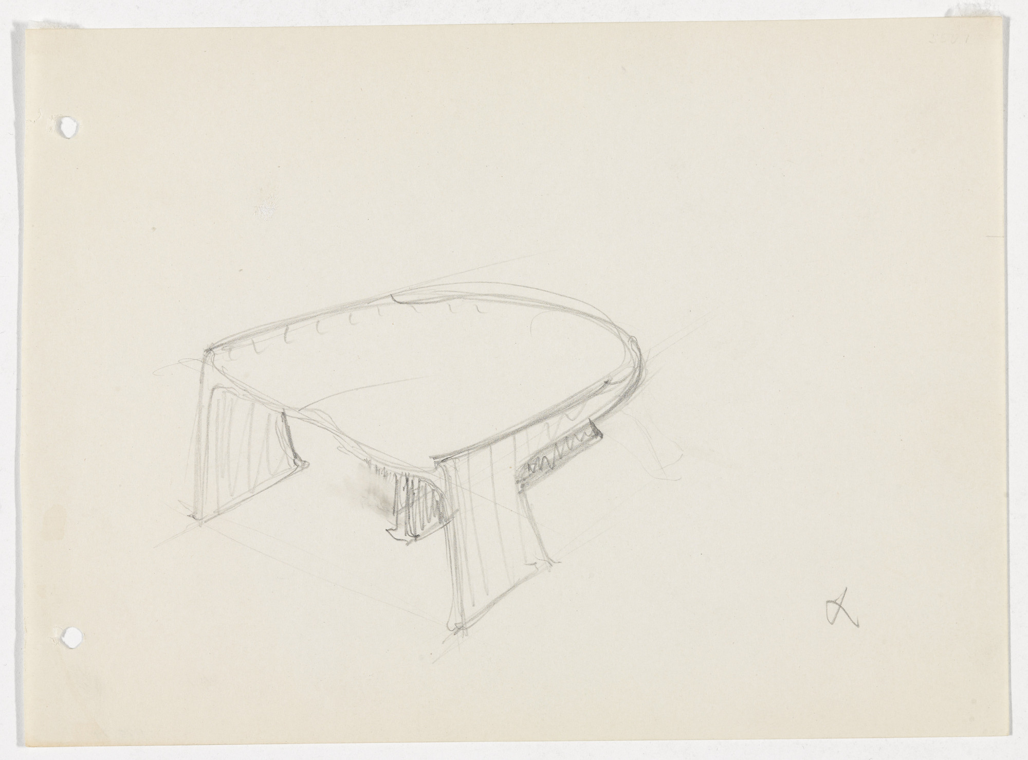 Ludwig Mies van der Rohe. Conchoidal Chair (Perspective sketch)