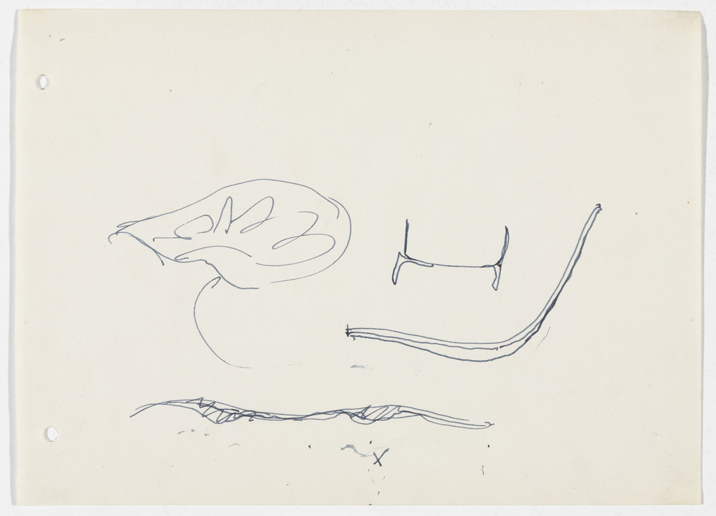 Conchoidal Chair (Perspective and elevation sketches)