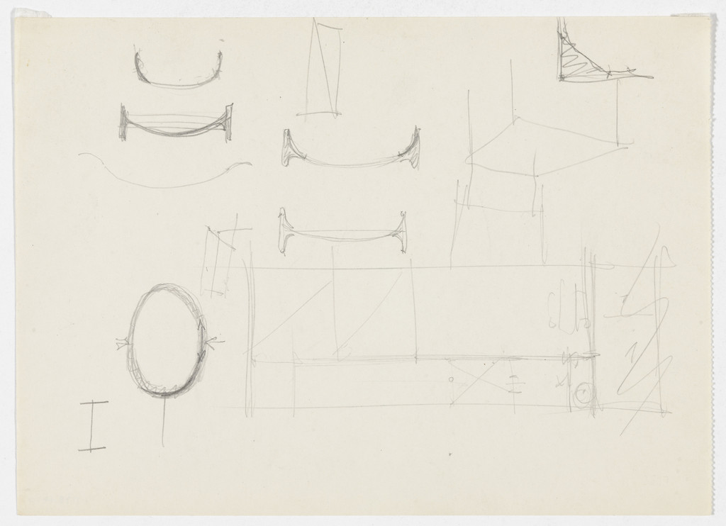 Chairs and unidentified floor plan (Plan and elevation sketches)