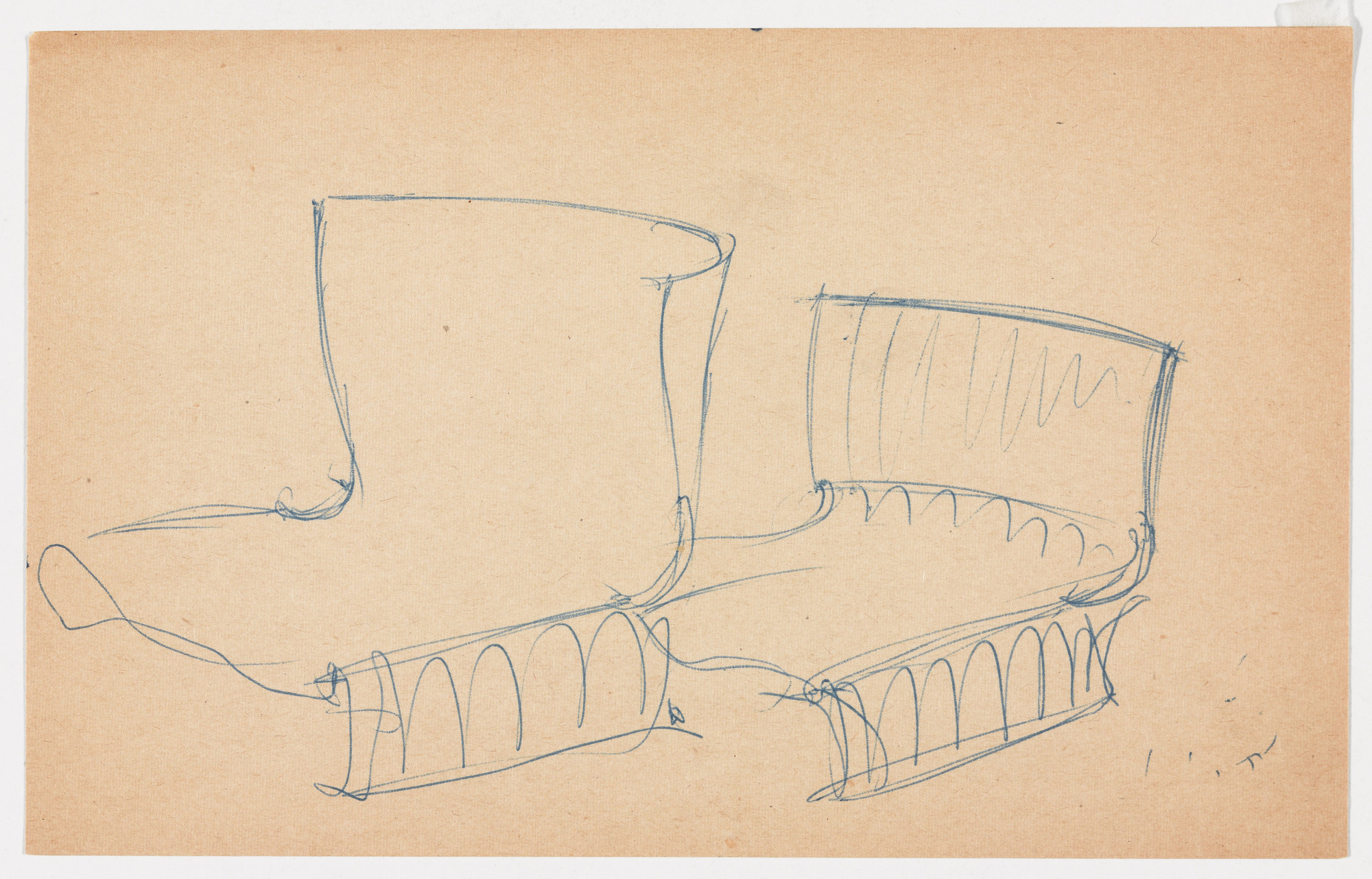 Ludwig Mies van der Rohe. Conchoidal Chair (Perspective sketch)