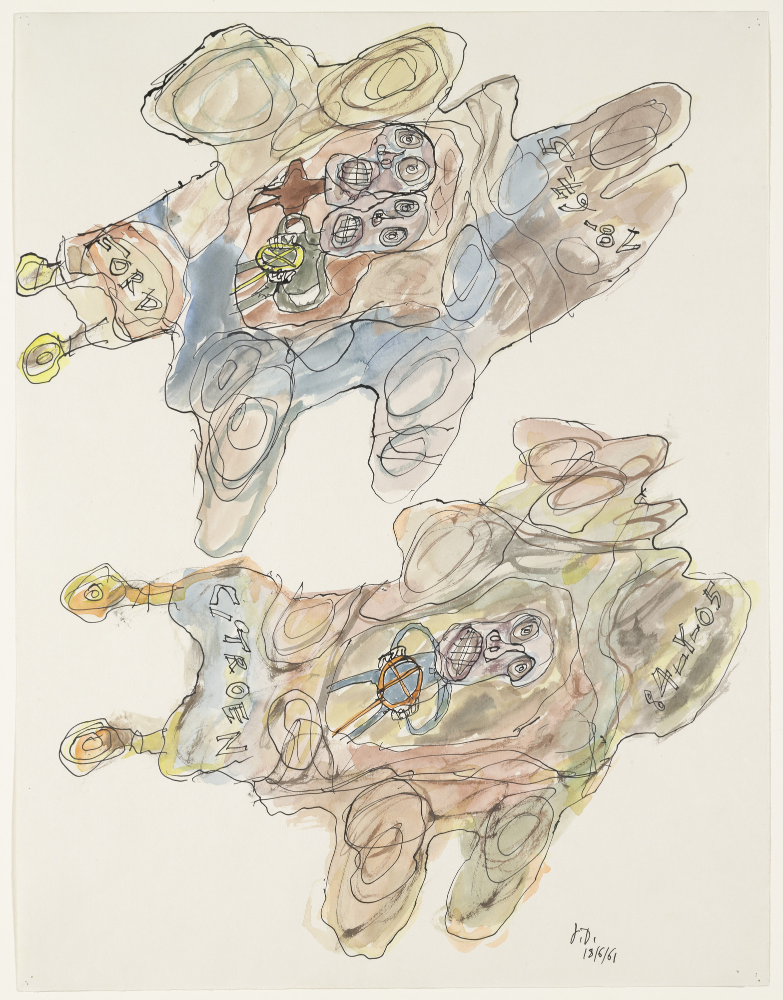Jean Dubuffet. Two Automobiles: Ford, Citroen. June 18, 1961 | MoMA