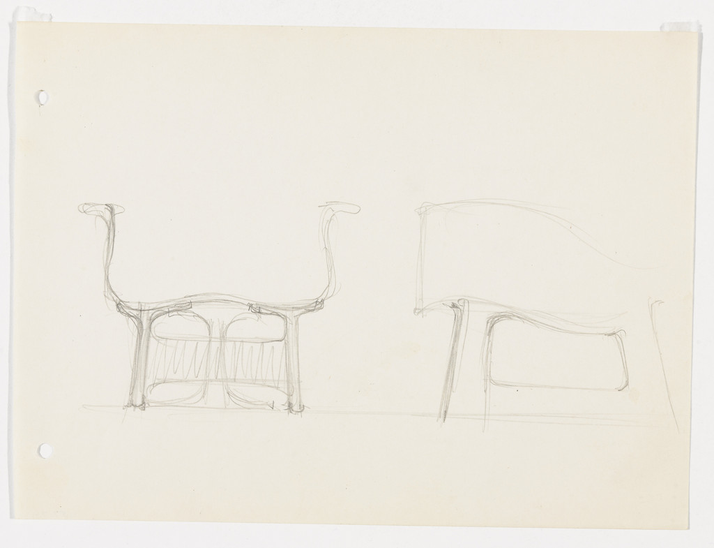 Conchoidal Chair with Arms (Elevation sketch)