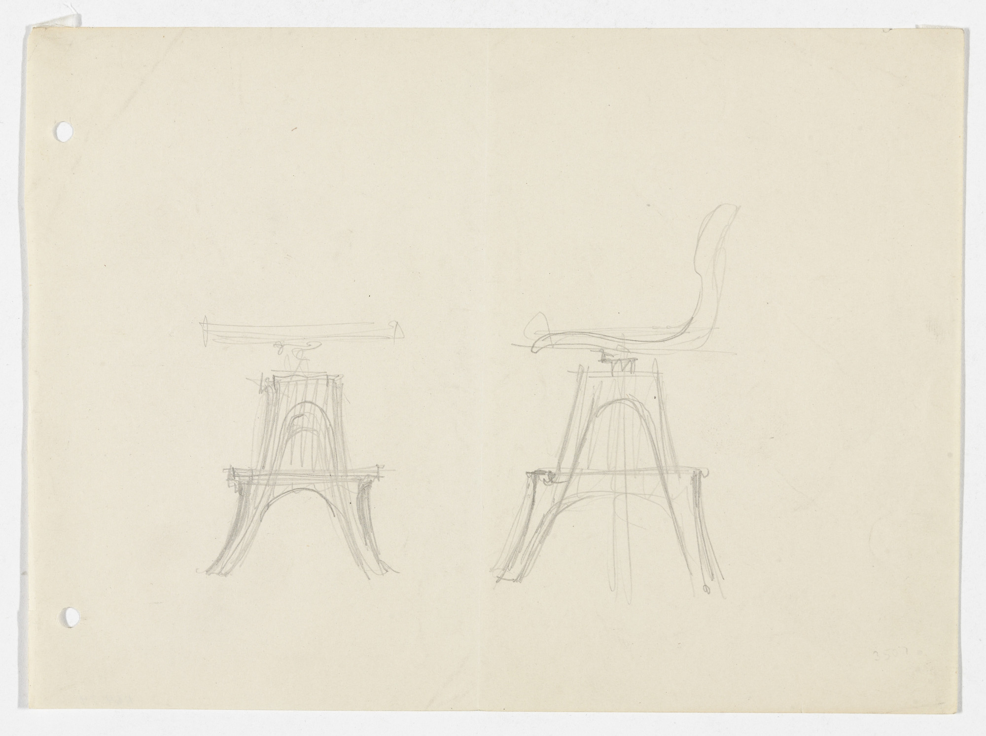 Ludwig Mies van der Rohe. Conchoidal Chair without Arms (Elevation sketches)