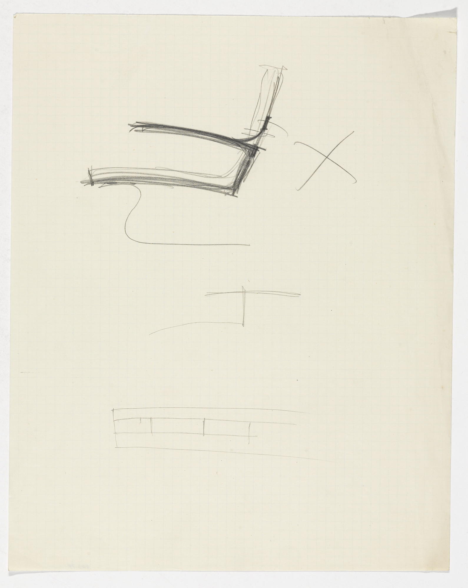 Ludwig Mies van der Rohe. Tugendhat Chair. Two unidentified sketches.