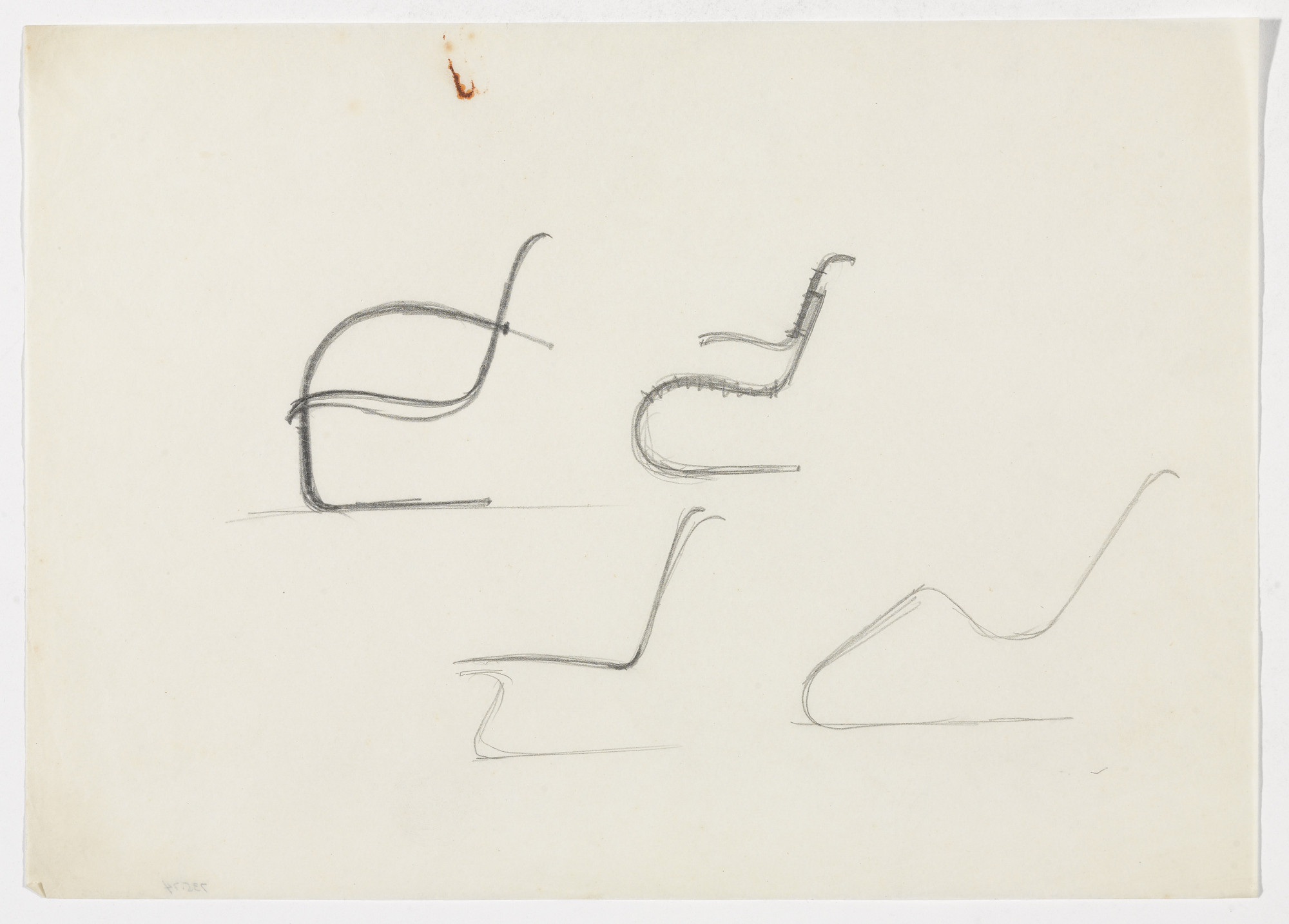 Ludwig Mies van der Rohe. Tugendhat Chair. Chair with Arms (similar to Brno chair). Chair with Arms. Chair without Arms. (Elevation sketches). 1926-46