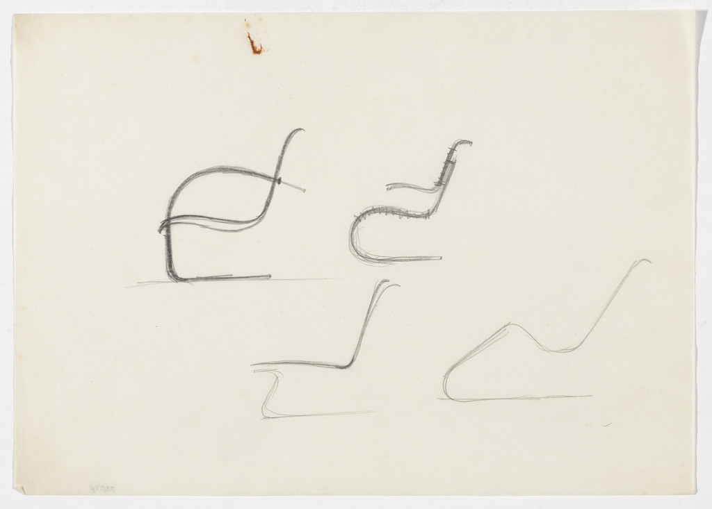 Tugendhat Chair. Chair with Arms (similar to Brno chair). Chair with Arms. Chair without Arms. (Elevation sketches)