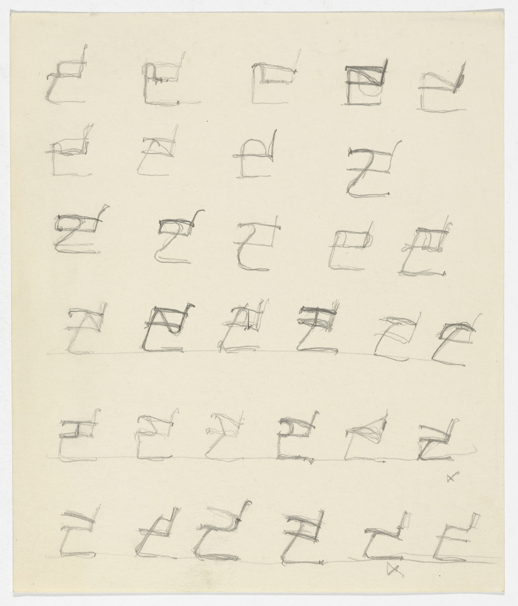 Ludwig Mies van der Rohe. Lounge Chairs with Arms (Elevation sketches)