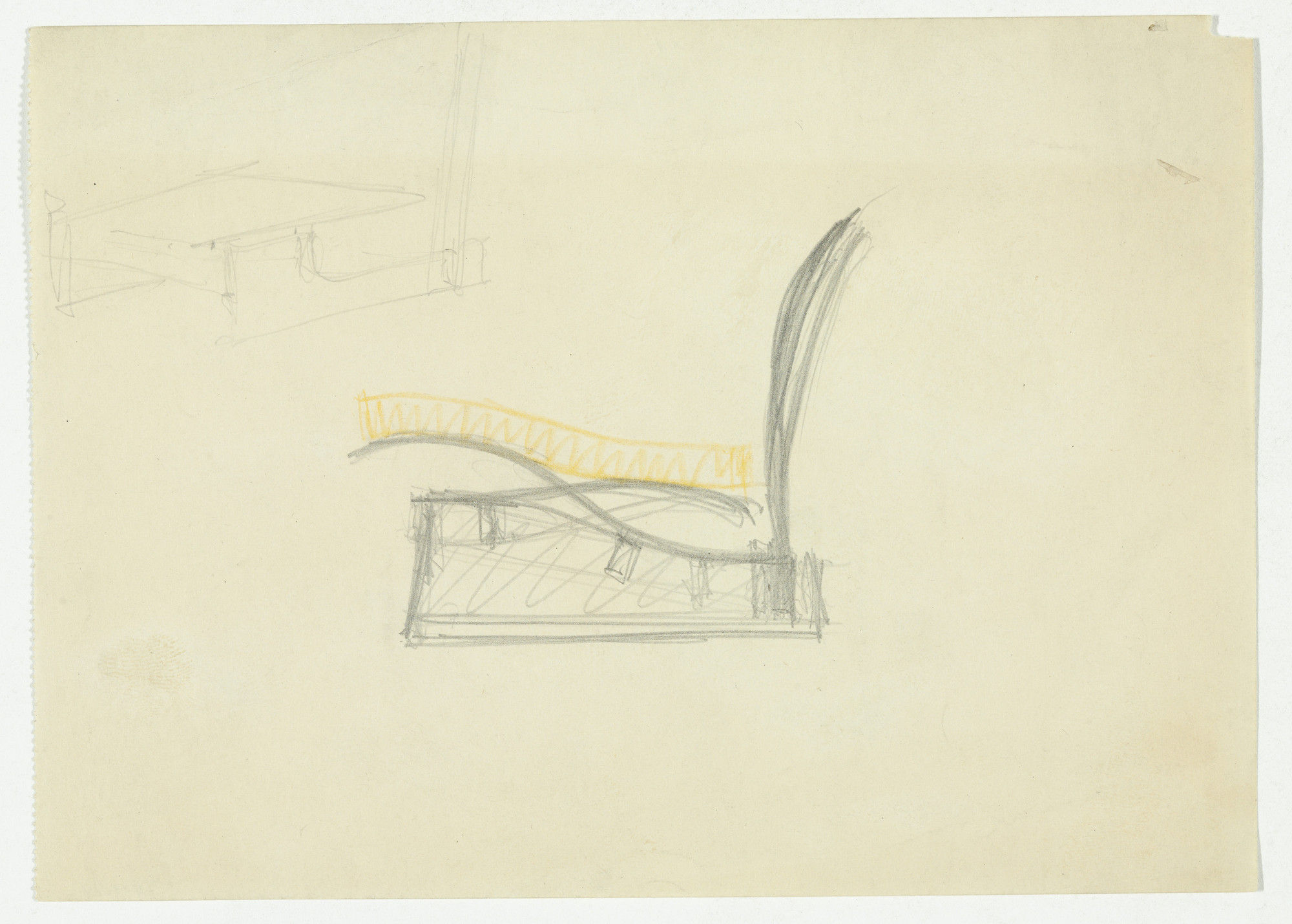 Ludwig Mies van der Rohe. Conchoidal Chair (Elevation sketch)