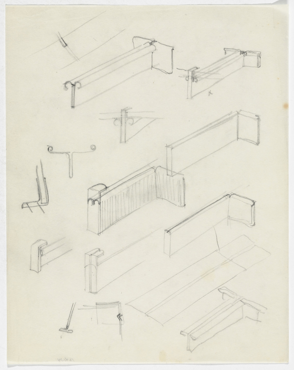 Ludwig Mies van der Rohe. Furniture and elevation sketches). | MoMA